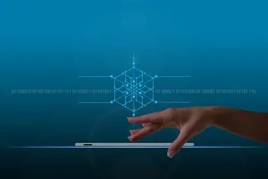 blockchain technology via a tablet device