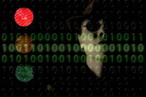 hacker by red stop sign