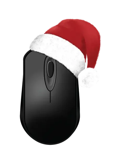 computer mouse with santa hat