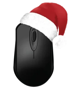 computer mouse with santa hat