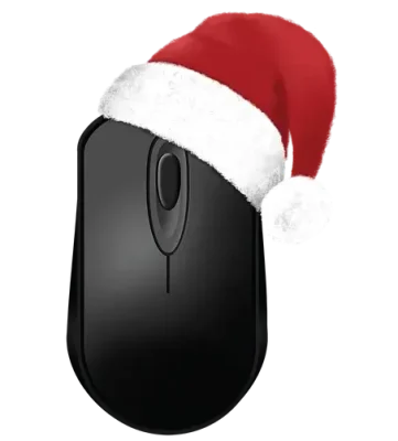 computer mouse with santa hat